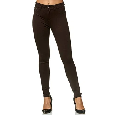 Afbeelding van Elara Dames Stretchbroek Skinny Fit Jegging Chunkyrayan Bruin H09 38