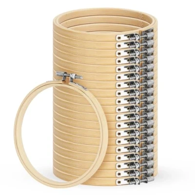 Afbeelding van 20 stuks bamboe borduurlijsten, 12,7 cm, kruissteekframe, borduurframe, houten set, bamboe, cirkel, kruissteek, borduurframe voor doe het zelf borduurwerk, kunst, handwerk, naaien