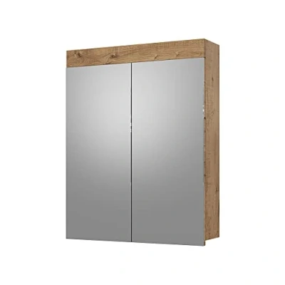 Afbeelding van Vicco Badkamerspiegelkast Luna, Eiken Wotan, 60 x 77 cm