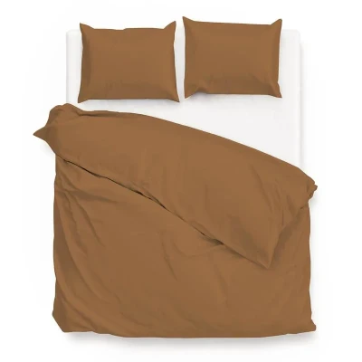 Afbeelding van Dekbedovertrek Zo! Home Satinado Cognac Brown Satijn 240 x 200 / 220 cm Lits Jumeaux