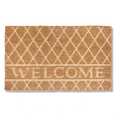 Afbeelding van Moderne deurmat voordeur kokosmat 45x75cm Welkom natuur antislip vuilvangmat robuust buiten binnen buitengebied