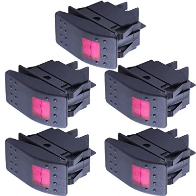 Afbeelding van Mintice 5 Stuks 12V 20A Tuimelschakelaar Rood LED Licht Indicator Schakelaar AAN/UIT Wipschakelaar Bediening Drukschakelaar Auto Vrachtwagen Boot Dashboard 4Pin