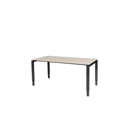 Afbeelding van Domino bureau, hoogte instelbaar (62 85cm) met 160x90cm &#039;zwevend&#039; robson eiken 25mm blad en zwart (RAL9005) N poot frame.