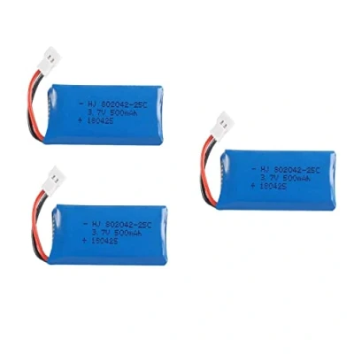 Afbeelding van YUNIQUE GREEN CLEAN POWER Set van 3 Oplaadbare LiPo Batterijen 3.7V 500mAh Compatibel met HUBSAN X4, JXD 385 Drones Verlengde Vliegtijd, Azuurblauw/Blauw Afmetingen: 42x20x8 Gewicht: 13 Gram