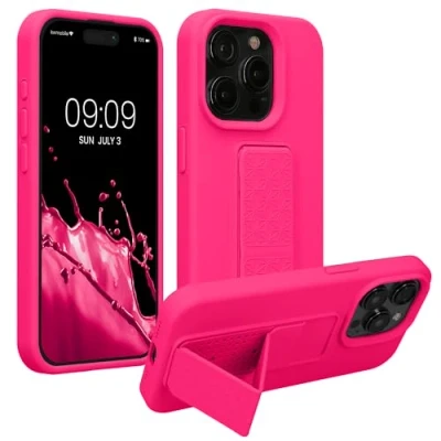 Afbeelding van kwmobile back cover voor smartphone geschikt iPhone 15 Pro Max 1x beschermhoesje van kunststof In neon roze