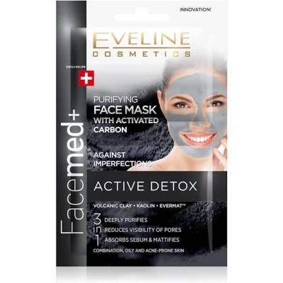 Afbeelding van Eveline Cosmetics Facemed+ Purifying Face Mask With Activated Carbon 3in1 2x5ml.