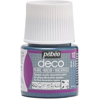 Afbeelding van Verf blauw acryl parelmoer dekkend 45 ml déco Pébéo