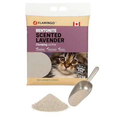 Afbeelding van Flamingo Kattenbakvulling bentoniet lavendel fijn 12 kg
