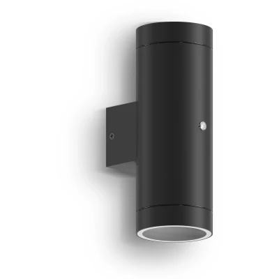 Afbeelding van Calex Pavia Wandlamp 2x GU10 Up &amp; Down Tuinverlichting Dag en Nacht Sensor Zwart