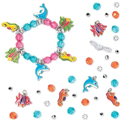 Afbeelding van Baker Ross Bettelarmband knutselsets &quot;zeedieren&quot; (3 stuks) voor kinderen om armbanden te knutselen (kralen, hangers en elastisch koord inbegrepen) gesorteerd