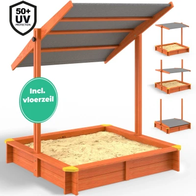 Afbeelding van Spielwerk Zandbak Hout Zonnedak UV 50+ Max 140x140x120cm