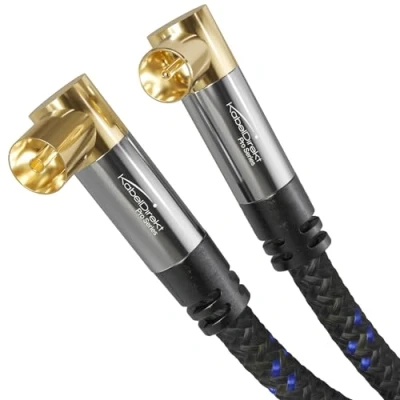 Afbeelding van KabelDirekt Antennekabel 90 haaks 5 m gevlochten (75 Ohm, coax stekker &gt; contrastekker kabel geschikt voor tv, HDTV, radio, DVB T, C, S, S2, haakse stekker)
