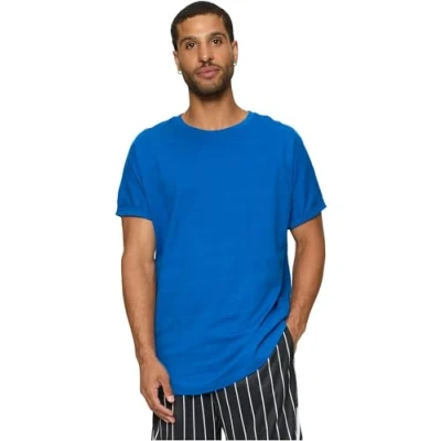 Afbeelding van Urban Classics Prepack LONG Shaped Turnup 2PACK Tshirt basic, Heren, Maat: Small, White sporty blue