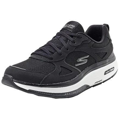 Afbeelding van Skechers Go Walk Workout Walker Sneakers voor dames, Zwart leer wit textiel, 38 EU