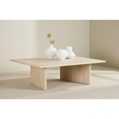 Afbeelding van Svea Sergio salontafel 100 x 120 travertin look Hout