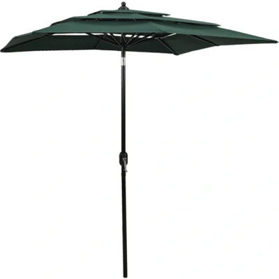 Afbeelding van Parasol 3 laags met aluminium paal 2x2 m groen