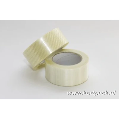Afbeelding van Filament Tape 25 Mm X 50 Mtr. Lengte Versterkt Transparant (36 Rollen)