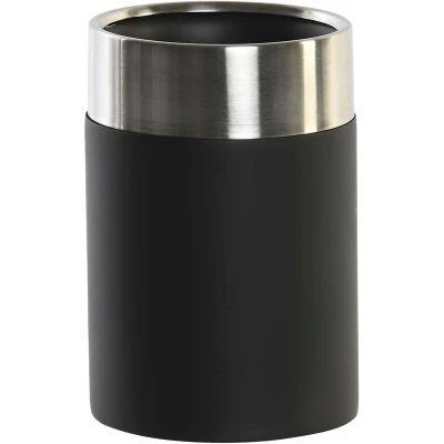 Afbeelding van Badkamer tandenborstelhouder / drinkbeker polyresin zwart/zilver 7 x 10 cm Tandenborstelhouders
