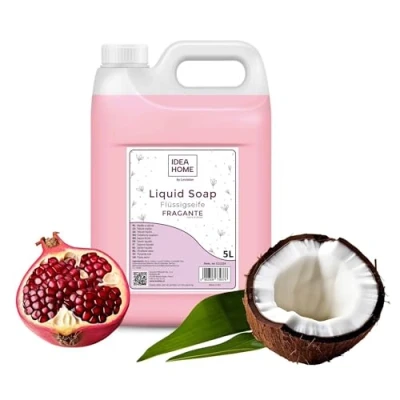 Afbeelding van ISOLDA FRAGANTE vloeibare handzeep, 5 liter, zeepbus voor alle huidtypes, goed schuimende zeep, crèmezeep, granaatappel met kokosmelk