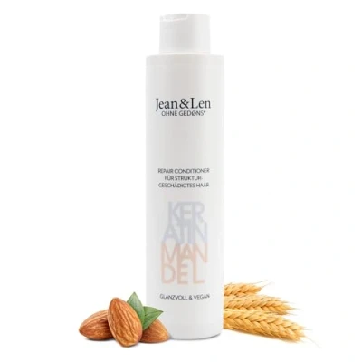 Afbeelding van Jean &amp; Len Conditioner Herstel Keratine Amandel, voor structureel beschadigd haar, temt kroezen en geeft glans, met plantaardige keratine, zonder parabenen siliconen, veganistisch, 300 ml