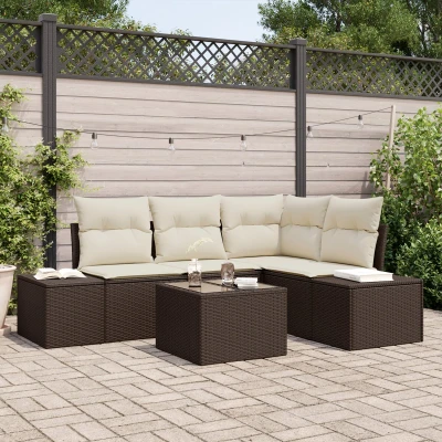 Afbeelding van vidaXL 4 delige Tuin Sofaset met Kussens Grijs Poly Rattan