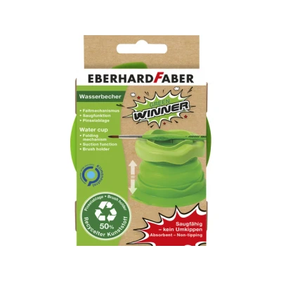 Afbeelding van Eberhard Faber 579935 Opvouwbare waterbeker Green Winner, penseelbeker groen met zuigfunctie en penseelhouder
