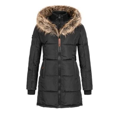 Afbeelding van Geographical Norway BEAUTIFUL LADY Warme Vrouwen Parka Dikke Jas met Valse Bont Kap Winter Wind Lange Voering Elegant Mode Cadeau (Zwart S)