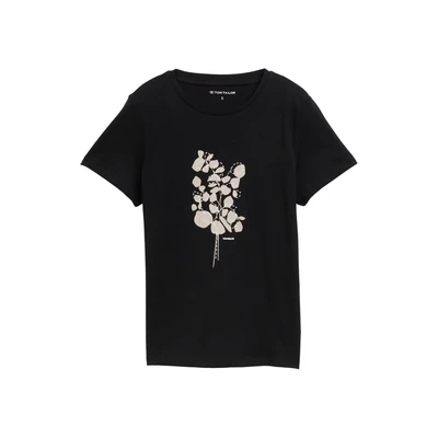 Afbeelding van TOM Tailor Tshirt print, Dames, Maat: XL, Deep black