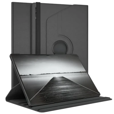 Afbeelding van EAZY case Tablethoes voor Samsung Galaxy Tab S9 Ultra Beschermhoes 14,6 inch Cover Roteerbare hoes Tri fold Flip 360 draaibaar met standaardfunctie Hoesje Kunstleer Zwart