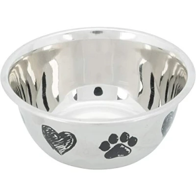 Afbeelding van Trixie voerbak hond print schets hart pootje gepoedercoat 500 ml 13 cm