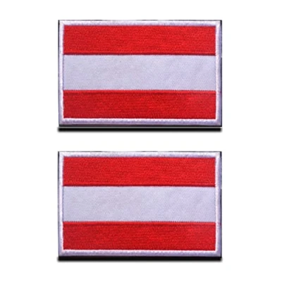 Afbeelding van 2 stuks Oostenrijkse vlag patch Tactisch Oostenrijk badge, geborduurde met sluiting, militaire stickers linten voor rugzakken kleding tassen uniform vest jersey