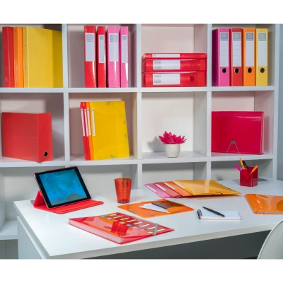Afbeelding van Exacompta ref. 89924E 1 transportdoos Iderama® massa gekleurd papier 90 mm rug Met metalen grijpgat Formaat A4 Afmetingen: 25,5 x 34 9 cm Kleur roze Gemonteerd geleverd