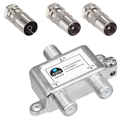 Afbeelding van HB DIGITAL SAT BK FM verdeler 2 voudige splitter (2 weg) 5 2400 MHz digitaal en analoog geschikt volledig afgeschermd DVB S S2 kabeltelevisie C incl. antennes kabel