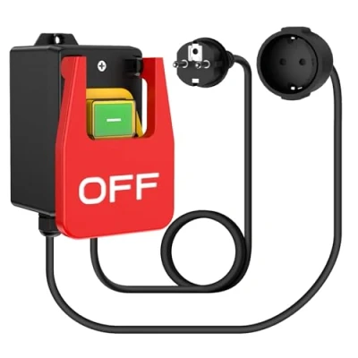 Afbeelding van Machineschakelaar 230V, 16A eenfasige aan uitschakelaar, nulspanningsschakelaar met stopcontact, veiligheidsschakelaar voor het snel uitschakelen van freestafel en andere elektrische apparaten