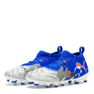 Afbeelding van Puma Future 8 Match Forever Unisex Voetbalschoenen met kunststof noppen voor kinderen, Maat: 32.5, white/ultra blue/feather gray/glowing red