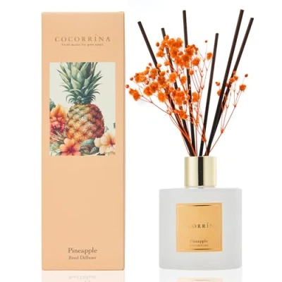 Afbeelding van Cocorrína Reed Diffuser Sets 200ml Ananas met 8 Sticks Home Parfum voor Slaapkamer Badkamer Woonkamer, Thuis &amp; Kantoor Decor