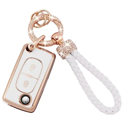 Afbeelding van Koaudb TPU Autosleutel Cover Cases Sleutelhanger Compatibel met 2 Knop Peugeot 107 207 307 307S 308 407 607 807 3008 5008 Citroen C2 C3 C4 C5 C6 C8 Xsara Flip Folding Key Shell Case Fob (Pgt 2F)