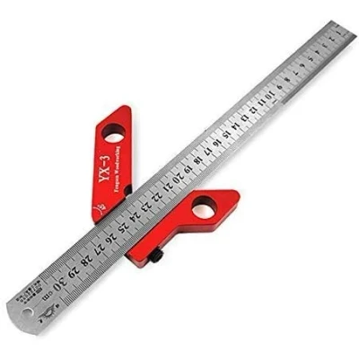 Afbeelding van Hartlijnschrijver, 45/90 graden rechthoekige lijnmeter, timmermansliniaal, houtbewerking, aluminiumlegering, vierkante middenpen, meetgereedschap