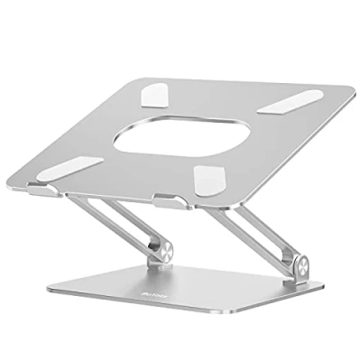 Afbeelding van BoYata Laptopstandaard, in hoogte verstelbare geventileerde aluminium laptophouder, notebookstandaard compatibel met laptop (10 17 inch) MacBook, Dell, Lenovo, Samsung, Acer en Huawei MateBook
