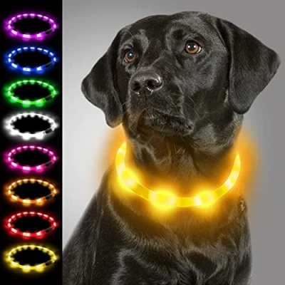 Afbeelding van Joytale LED Halsband, Hondenhalsband met Licht, Oplichtende USB Oplaadbare, Lichtgevende Halsband voor Kleine, Medium en Grote Honden, Geel