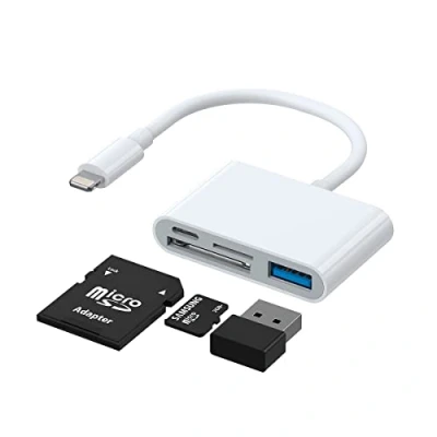 Afbeelding van JOYROOM Lightning naar USB OTG kaartlezer wit