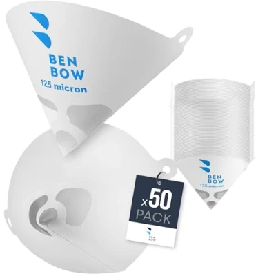 Afbeelding van BenBow Lakzeef 125µ x 50 stuks wegwerp papierfilter met nylonweefsel voor het filteren van lakken en kleuren tegen verontreinigingen