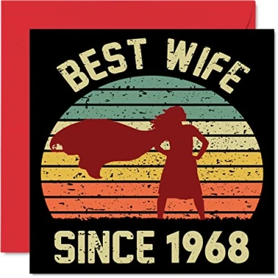 Afbeelding van Smaragdgroene verjaardagskaart voor vrouw van echtgenoot Beste sinds 1968 I Love You Gifts, Happy 55th Wedding Anniversary Cards Partner, 145 mm x wenskaarten