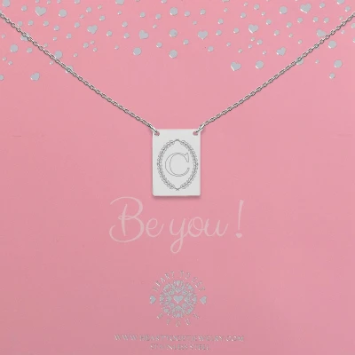 Afbeelding van Heart to Get Zilveren Kettingen Initaal C Letter ketting Initialen Plaatje met initiaal en krans