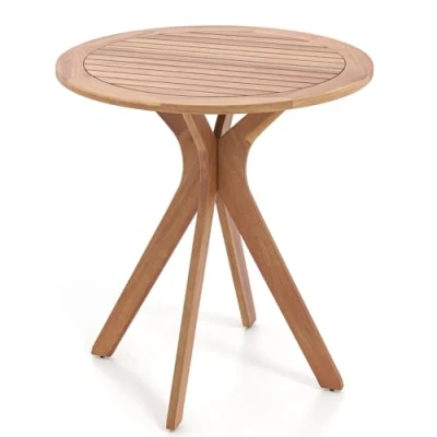 Afbeelding van COSTWAY Tuintafel, weerbestendig, ronde houten tafel, bijzettafel van eucalyptushout, balkontafel, bistrotafel voor tuin, balkon, terras, 70 x 76 cm