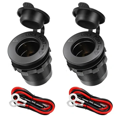 Afbeelding van Thlevel Marine Grade sigarettenaansteker voor de auto, 2 stuks, waterdicht, met 0,6 m aansluitkabel, sigarettenaanstekerbus 12 V/24 V DC boot, motorfiets