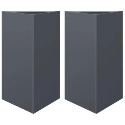 Afbeelding van vidaXL Plantenbakken 2 st driehoek 50x43x75 cm staal antracietkleurig