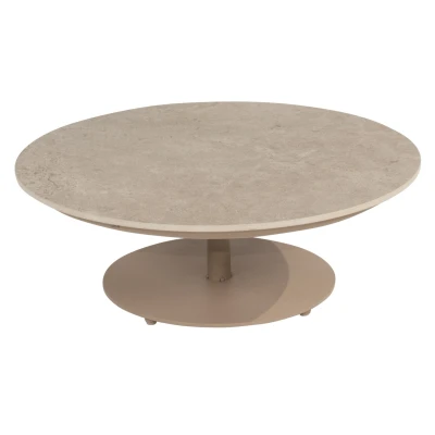 Afbeelding van 4 Seasons Outdoor Boaz salontafel met keramisch tafelblad, centrale poot rond 80 x 30 cm Latte