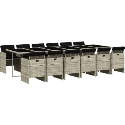 Afbeelding van vidaXL 13 delige Tuinset met kussens poly rattan lichtgrijs