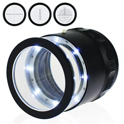 Afbeelding van Schaal Loupe 10x Vergroting 8 LED Licht 3 Glas Grafiek Juweliers Eye Vergrootglas 25mm Gezichtsveld